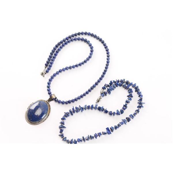 Lot of 2 Beaded Lapis Necklaces