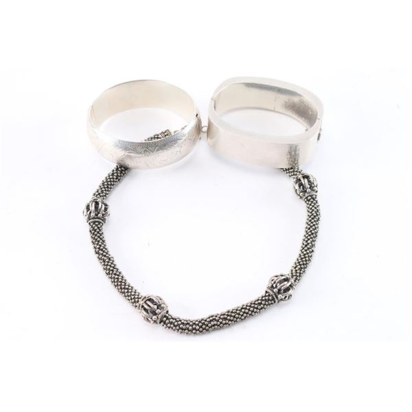 Silver Bead Mesh Necklace and 2 Bracelets