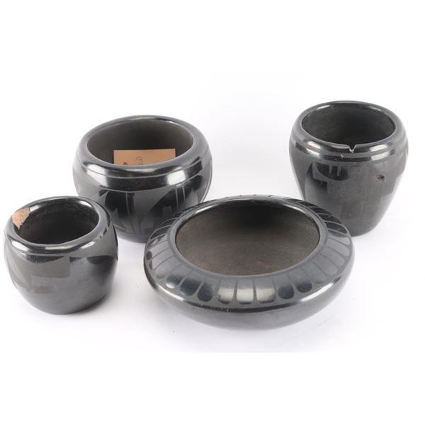 Lot of 4 Blackware Santa Clara Pots.