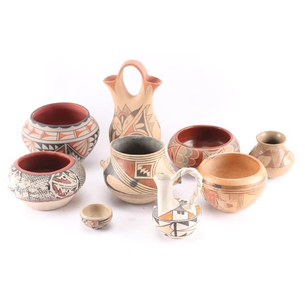 Lot of 9 Indian Pots.