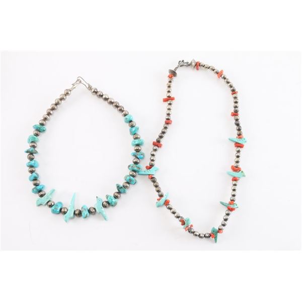 Lot of 2 Navajo Turquoise Chokers