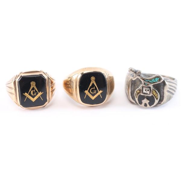Lot of 3 Masonic Rings