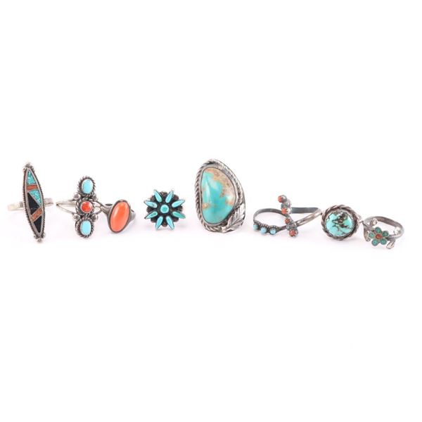 Lot of 7 Navajo Rings