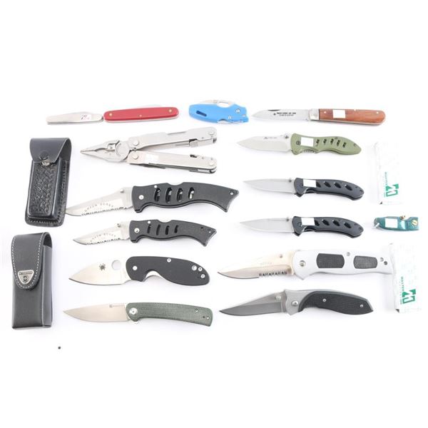 Lot of 16 Knives and a Leatherman