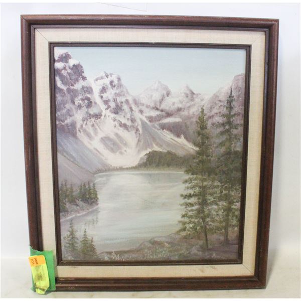 MOUNTAIN PAINTING ON CANVAS 15"X17"