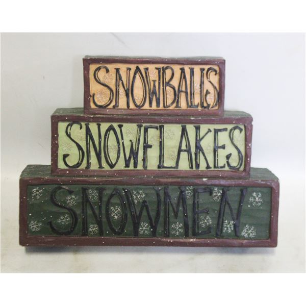 RUSTIC SNOWBALLS SNOWFLAKES SNOWMEN SCULPTURE