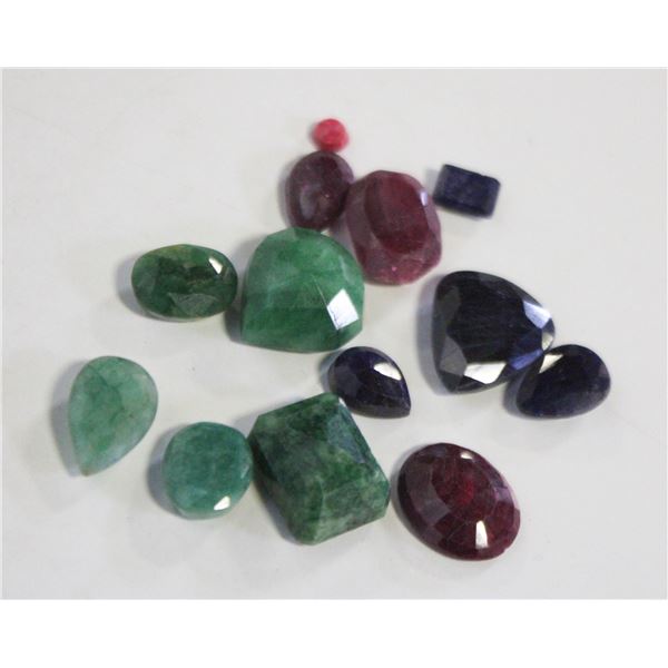 140.0 CARATS EMERALD, RUBY, SAPPHIRE GEMSTONES