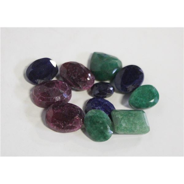 133.0 CARATS EMERALD, RUBY, SAPPHIRE GEMSTONES