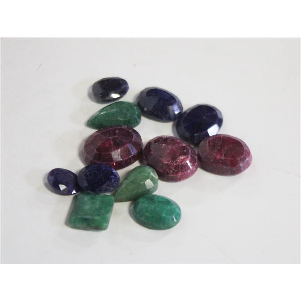 141.0 CARATS EMERALD, RUBY, SAPPHIRE GEMSTONES