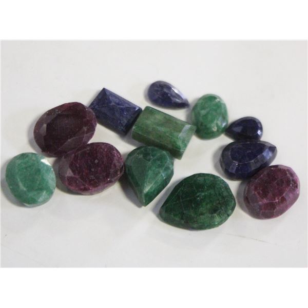 142.0 CARATS EMERALD, RUBY, SAPPHIRE GEMSTONES