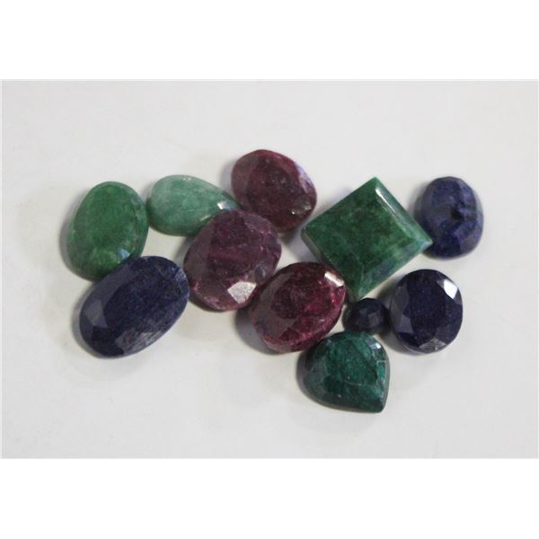 148.0 CARATS EMERALD, RUBY, SAPPHIRE GEMSTONES