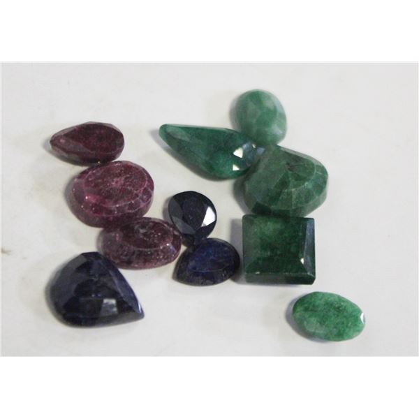 128.0 CARATS EMERALD, RUBY, SAPPHIRE GEMSTONES
