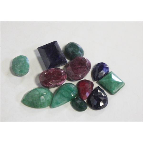 131.0 CARATS EMERALD, RUBY, SAPPHIRE GEMSTONES