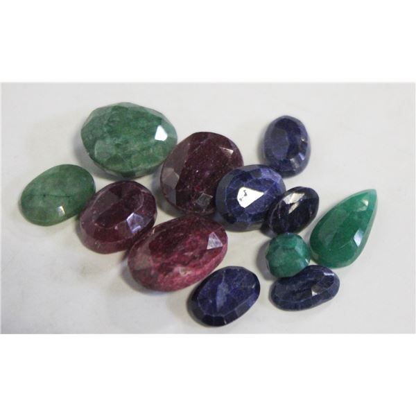151.0 CARATS EMERALD, RUBY, SAPPHIRE GEMSTONES
