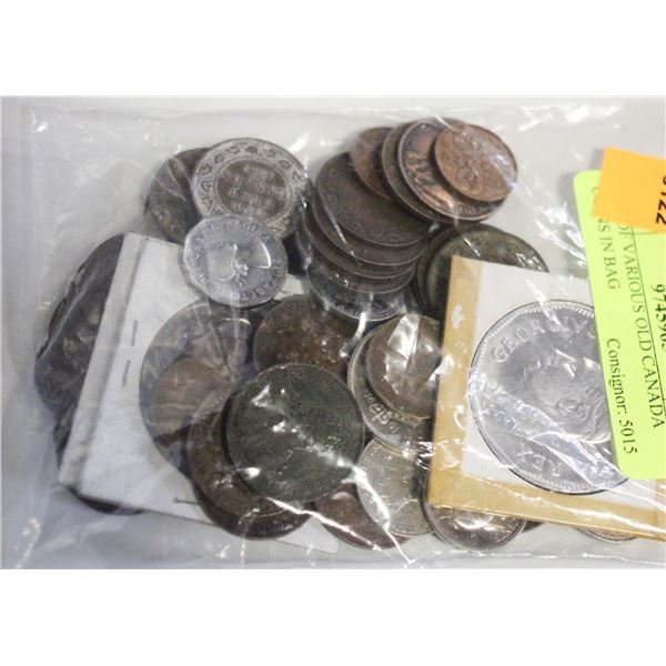 LOT OF VARIOUS OLD CANADA COINS IN BAG