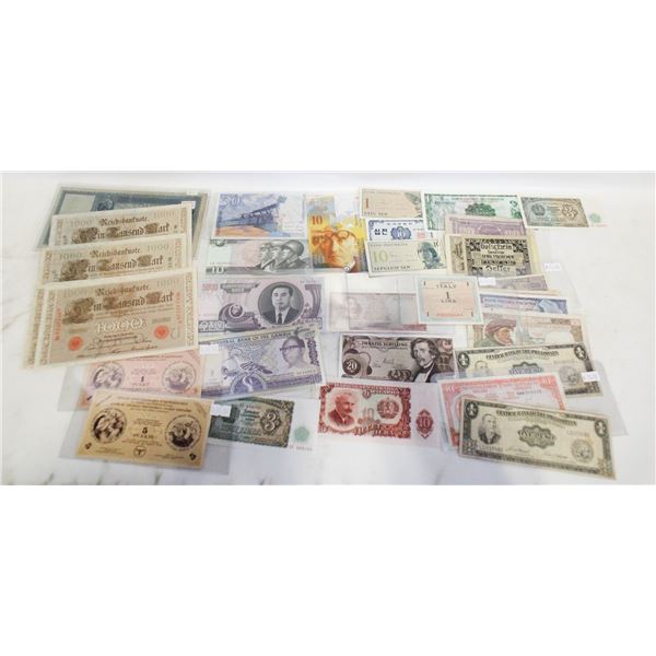 LOT OF 32 VARIOUS WORLD BANK NOTES