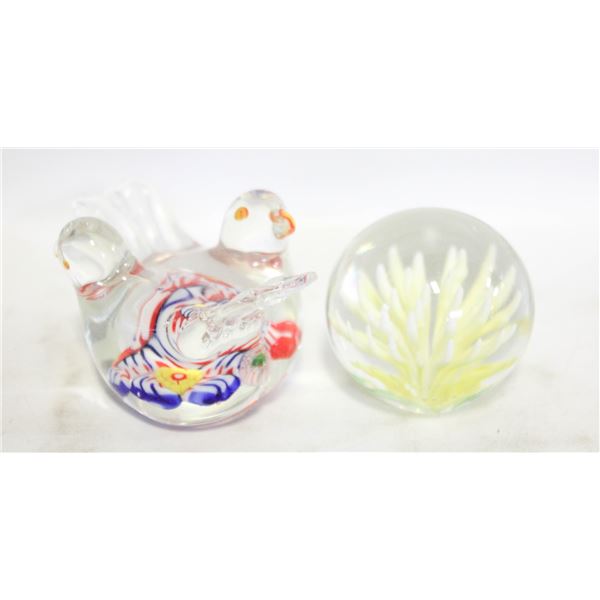 VINTAGE ART GLASS PAPERWEIGHTS- SET OF 2