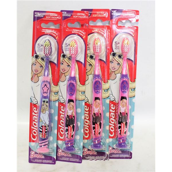 4 NEW BARBIE COLGATE TOOTH BRUSHES