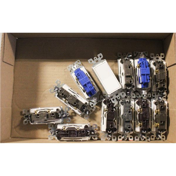 12 WHITE DECORA ROCKER STYLE LIGHT SWITCHES