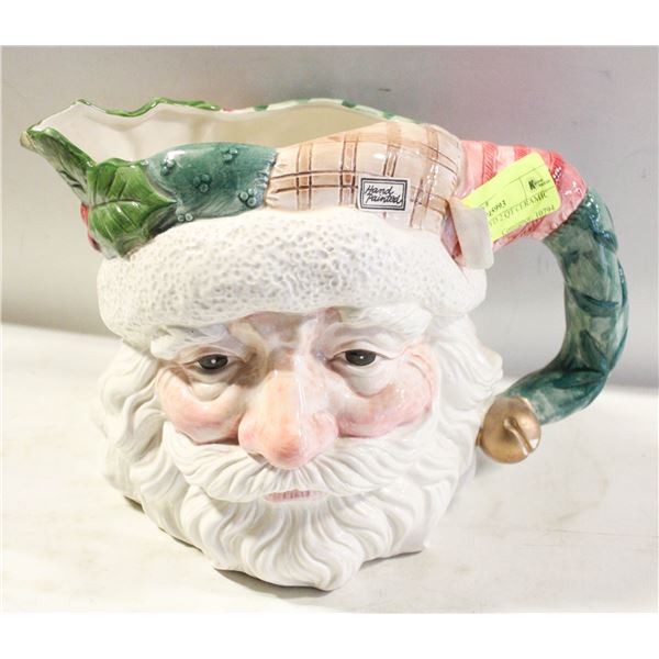 1992 FITZ & FLOYD 2 QT CERAMIC SANTA PITCHER