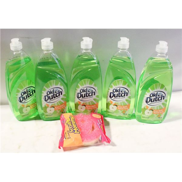 SCRUB MOMMY & 5 GREEN APPLE DISH SOAPS 740ML