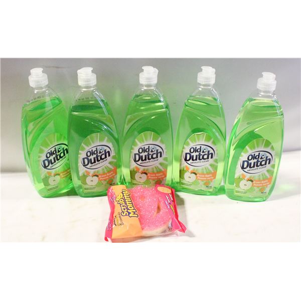 SCRUB MOMMY & 5 GREEN APPLE DISH SOAPS 740ML