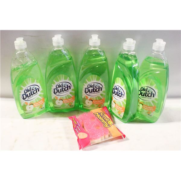 SCRUB MOMMY & 5 GREEN APPLE DISH SOAPS 740ML