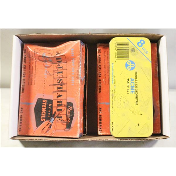 2 STENSIL KITS WITH MATH PROTRACTOR SET
