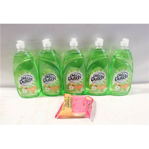 SCRUB MOMMY & 5 GREEN APPLE DISH SOAPS 740ML