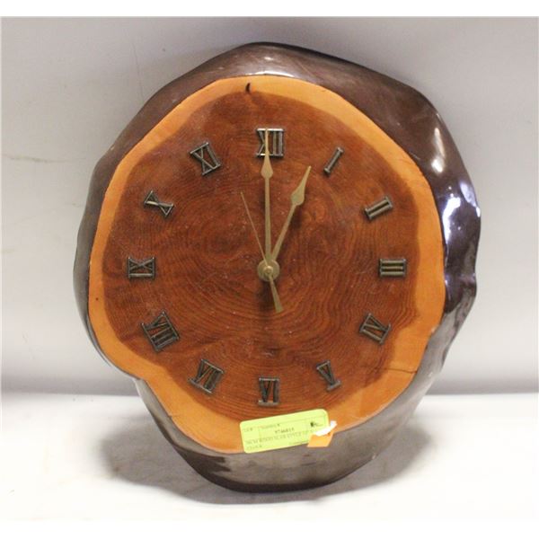 MCM WOOD SLAB STYLE 14" WALL CLOCK