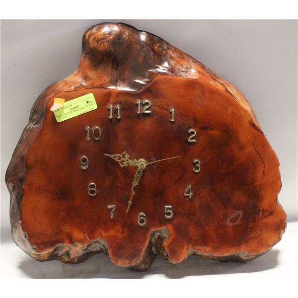 VINTAGE LIVE EDGE WALL CLOCK- 17" X 18"