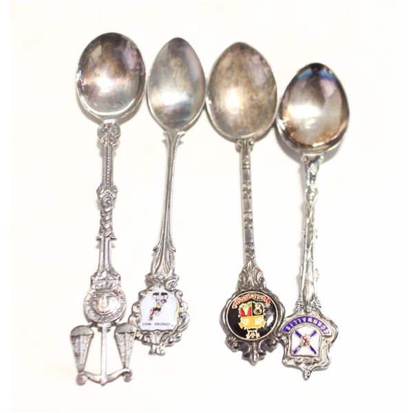 4 VINTAGE SILVER PLATED COLLECTOR SPOONS AROUND