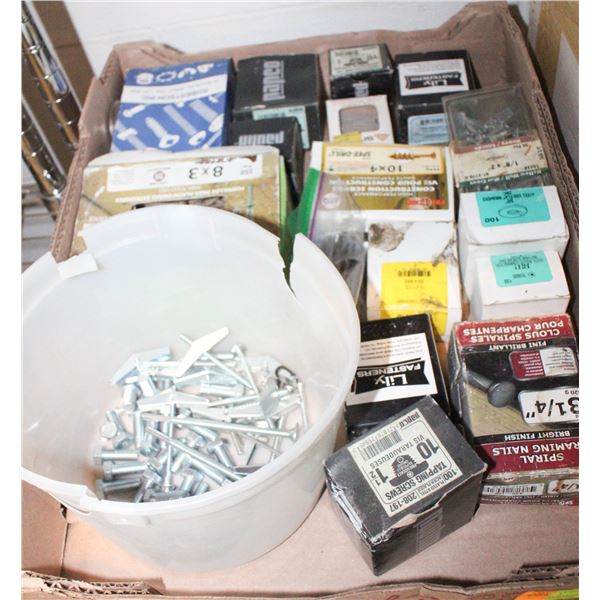 LARGE FLAT OF ASSORTED HARDWARE