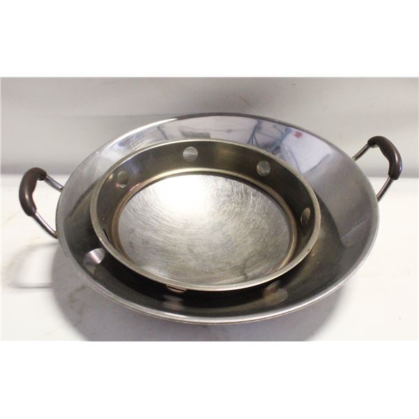 VINTAGE COPPER BOTTOM 17" WOK