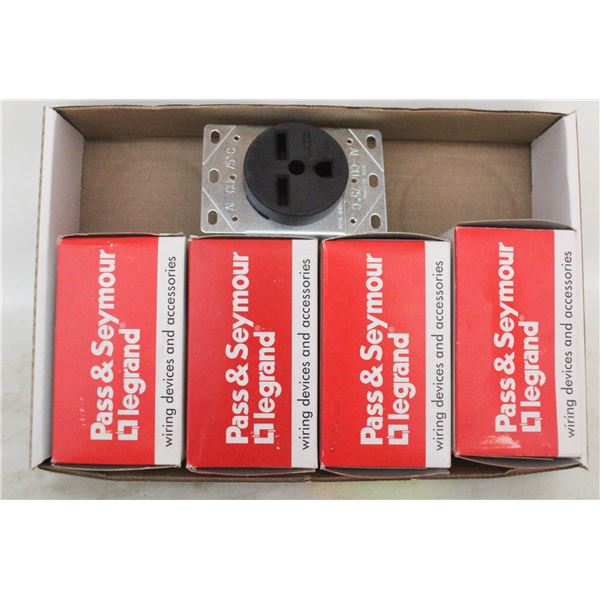 4 NEW WITH BOX 30A 250V FLUSH MOUNT POWER OUTLETS