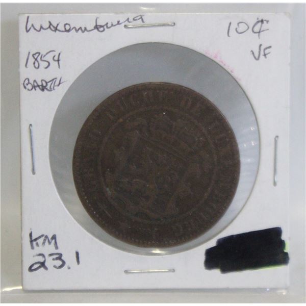 1854 LUXEMBURG 10 CENTIMES COIN