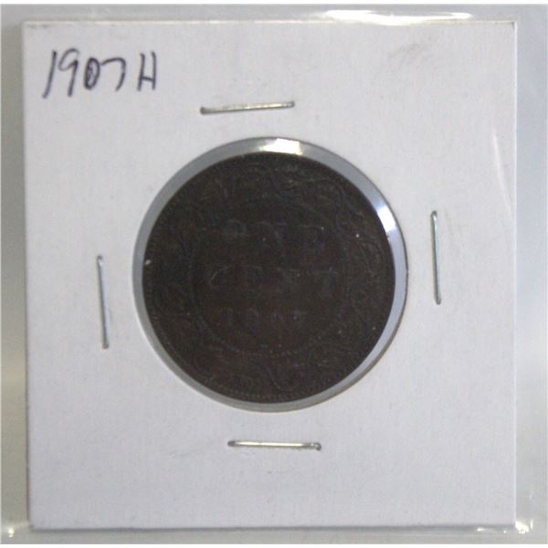 1907 H CANADA LARGE 1 CENT COIN