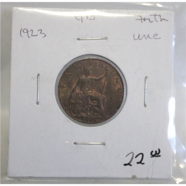 1923 GREAT BRITAIN FARTHING COIN