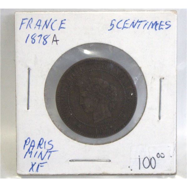 1878 A FRANCE 5 CENTIMES PARIS
