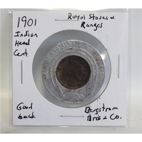1901 USA INDIAN HEAD GOOD LUCK PENNY/TOKEN