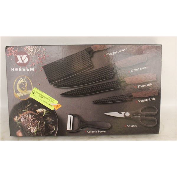 NEW 6PC KITCHEN KNIFE BLOCK SET HIGH-
