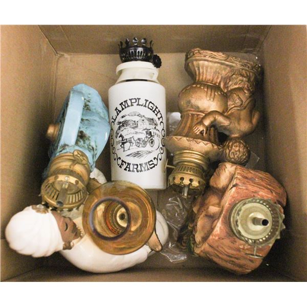5 VINTAGE OIL LAMPS
