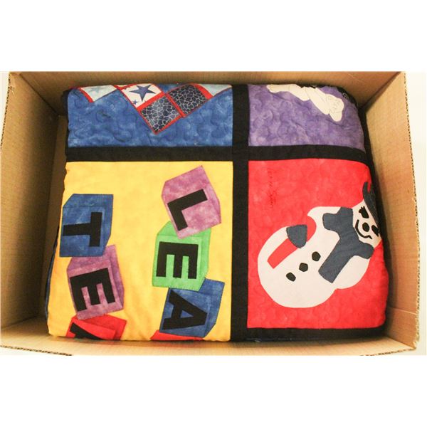 HANDMADE QUILT- SCHOOL RESOURCE THEME- 68 X 60