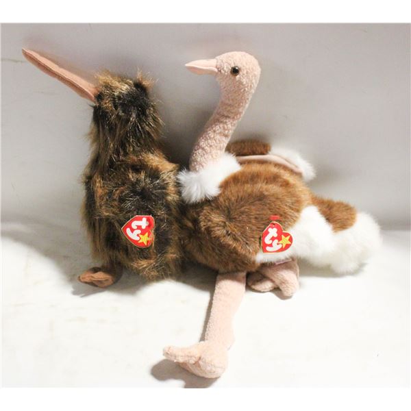 1998 TV BEAK THE KIWI BEANIE BABY + STRETCH THE