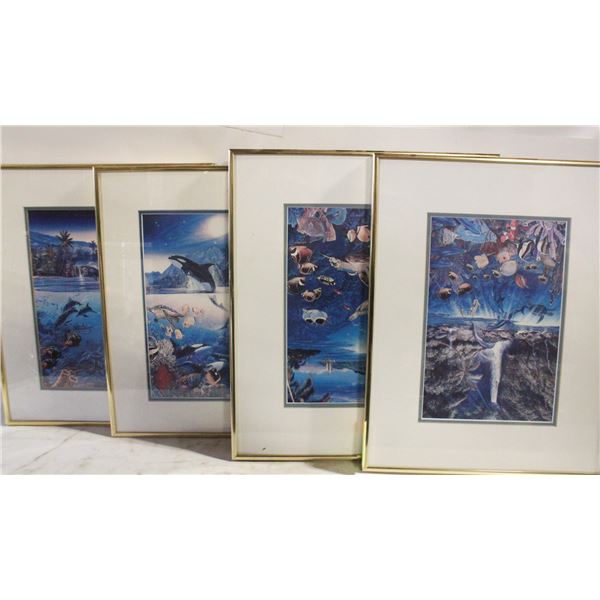 4 FRAMED PICTURES OCEAN SCENES