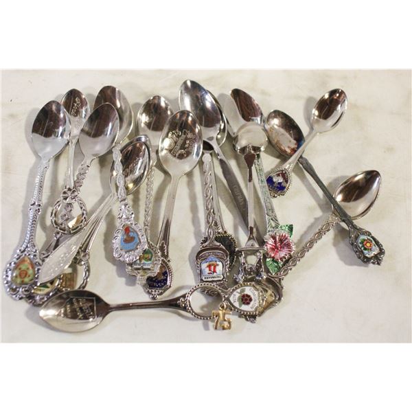 17 VINTAGE COLLECTOR SPOONS FROM AROUND THE WORLD