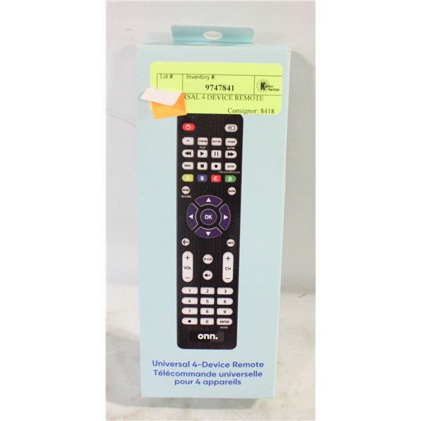 UNIVERSAL 4 DEVICE REMOTE
