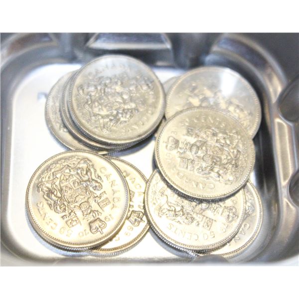 TRAY OF 50-CENT PIECES CANADIAN