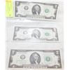 Image 1 : 3 X $2 USA UNCIRCULATED CONSECUTAVE NOTES