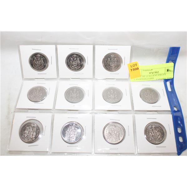 SHEET OF 11 50-CENT PIECES CANADIAN COINS
